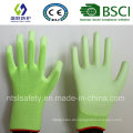 Fluoreszierender grüner PU-beschichteter Arbeitsschutzhandschuh (SL-PU201G)